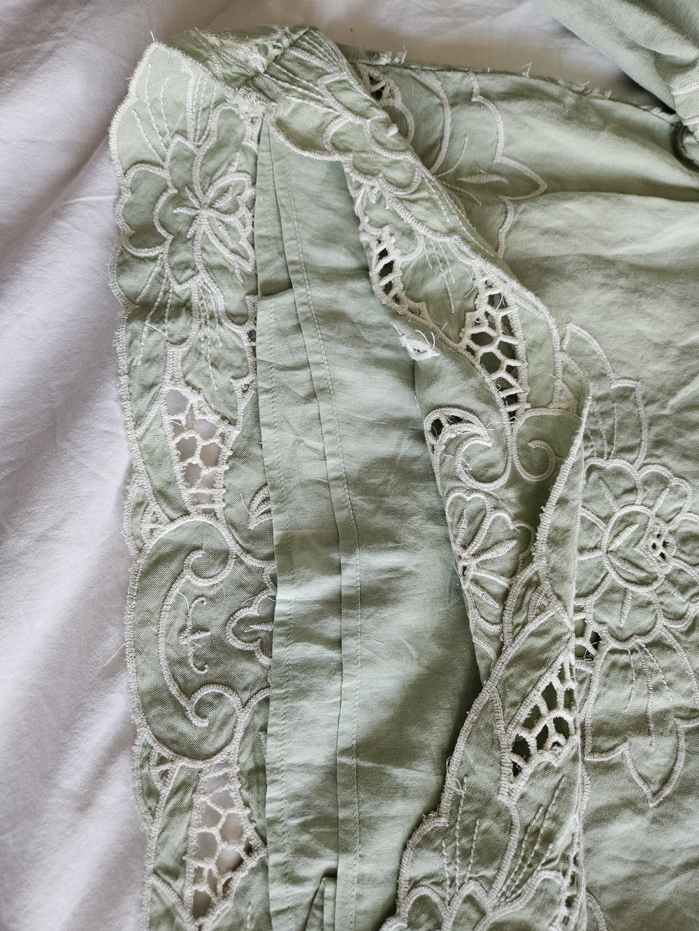 Anthropologie Linen Light Embroidered Puff-Sleeve Blouse - Women - Picture 8 of 9